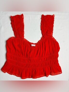 ASTR Red/Orange Ruffle Crop Top- L